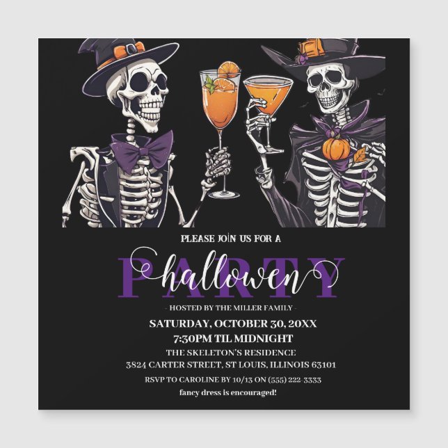 Elegantes Blumenmoor Erwachsene Halloween-Party Ei Magneteinladung (Vorderseite)