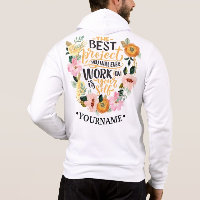 Elegantes Blumenmotivationsangebot Hoodie (Rückseite)