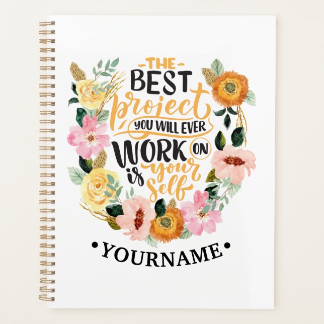 Elegantes Blumenmotivationsangebot Planer (Vorderseite)