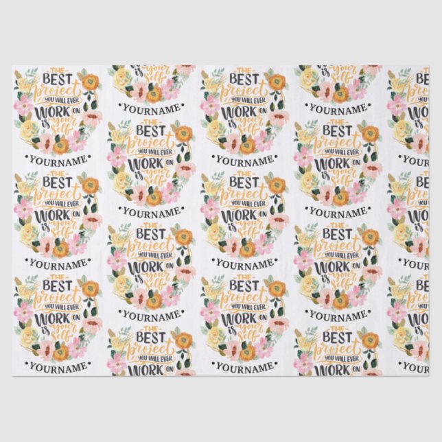 Elegantes Blumenmotivationsangebot Seidenpapier (Vorderseite)