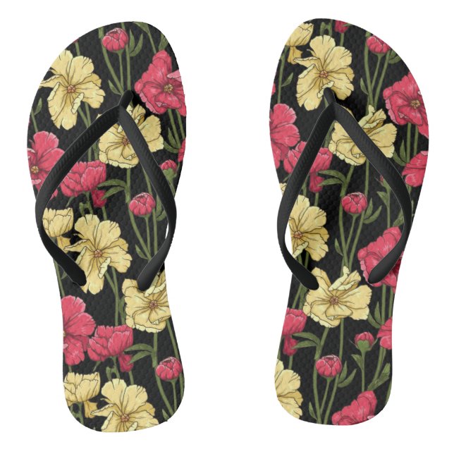 Elegantes Blumenmuster 2 Flip Flops (Fußbett)
