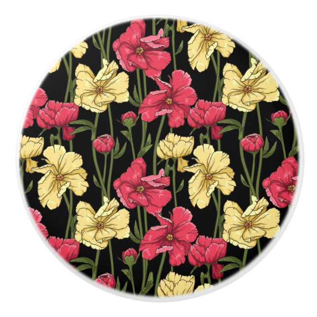 Elegantes Blumenmuster 2 Keramikknauf (Vorderseite)