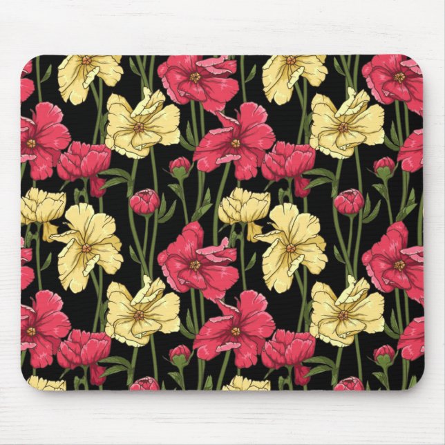 Elegantes Blumenmuster 2 Mousepad (Vorne)