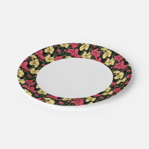 Elegantes Blumenmuster 2 Pappteller