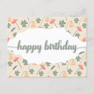 Elegantes Blumenmuster Alles Gute zum Geburtstag Postkarte