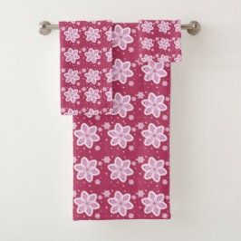 Elegantes Blumenmuster Badhandtuch Set
