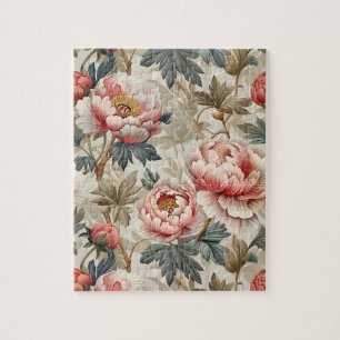 Elegantes Blumenmuster. Blassrosa Pfingstrosen Puzzle