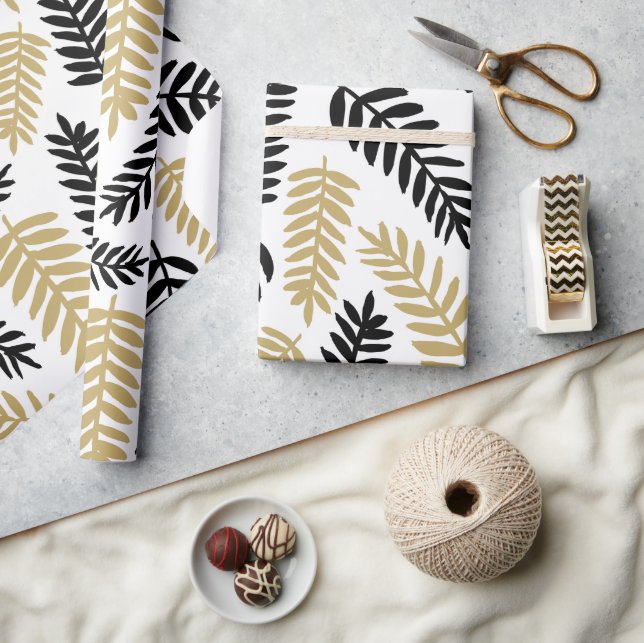 Elegantes Blumenmuster Blätter Botanisches Muster  Geschenkpapier (Kunsthandwerk)