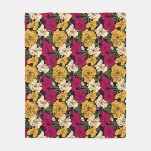 Elegantes Blumenmuster Fleecedecke