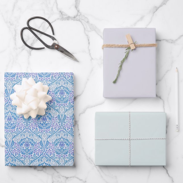 Elegantes Blumenmuster Geschenkpapier Set (Vorderseite)