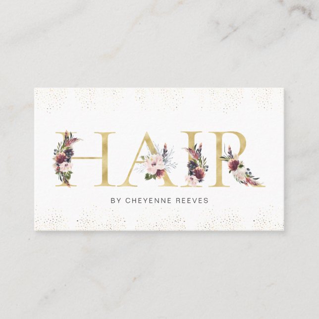 Elegantes Blumenmuster | Hair Visitenkarte (Vorderseite)