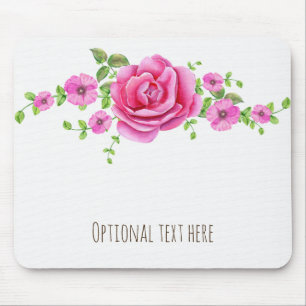 Elegantes Blumenmuster im Shabby-Chic-Stil in Rosa Mousepad