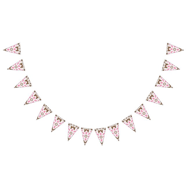 Elegantes Blumenmuster in braun-rosa Set Wimpelkette (Alle)
