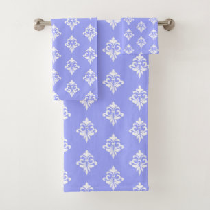 Elegantes Blumenmuster in Hellblau und Weiß Badhandtuch Set