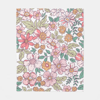 Elegantes Blumenmuster in kleiner Hand gezeichnet Fleecedecke
