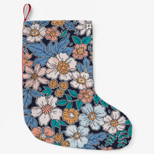 Elegantes Blumenmuster in kleiner Hand gezeichnet Weihnachtsstrumpf
