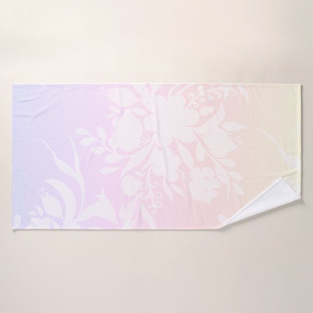 Elegantes Blumenmuster in Pastellfarben Kissen Badhandtuch Set (Badehandtuch)