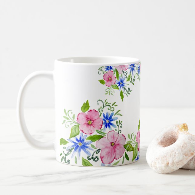 Elegantes Blumenmuster Kaffeetasse (Mit Donut)