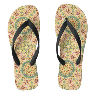 Elegantes Blumenmuster Kaleidoskop Flip Flops
