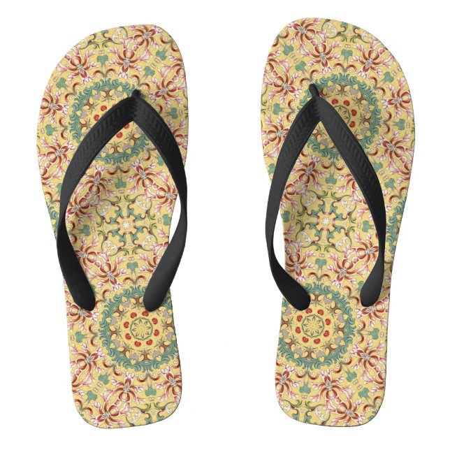 Elegantes Blumenmuster Kaleidoskop Flip Flops (Fußbett)