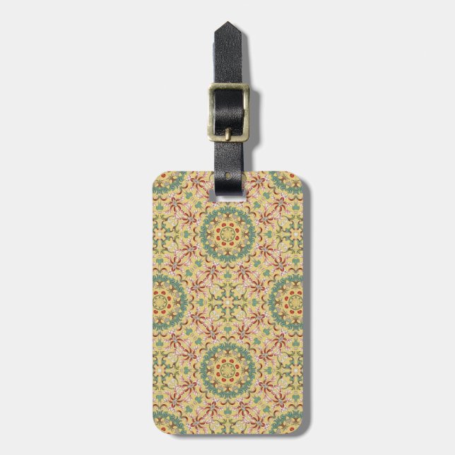 Elegantes Blumenmuster Kaleidoskop Gepäckanhänger (Vorderseite vertikal)