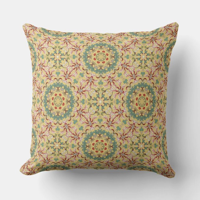 Elegantes Blumenmuster Kaleidoskop Kissen (Vorderseite)