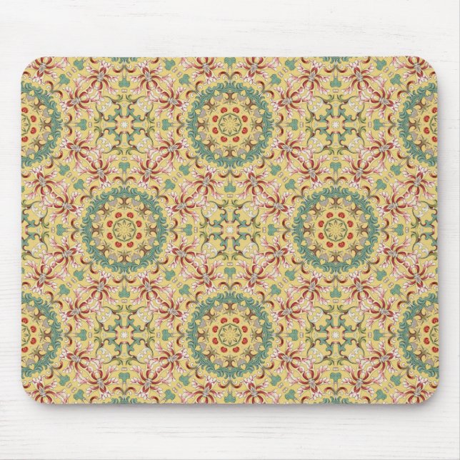 Elegantes Blumenmuster Kaleidoskop Mousepad (Vorne)