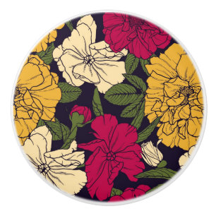 Elegantes Blumenmuster Keramikknauf