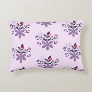 Elegantes Blumenmuster lila violett grau Dekokissen