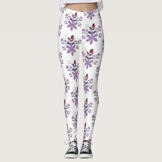 Elegantes Blumenmuster lila violett grau Leggings