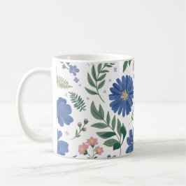 Elegantes Blumenmuster mit frischen Pflanzen Kaffeetasse