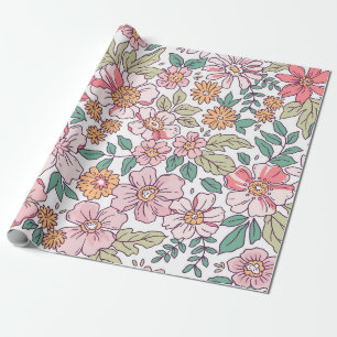 Elegantes Blumenmuster mit kleinen handgezeichnete Geschenkpapier