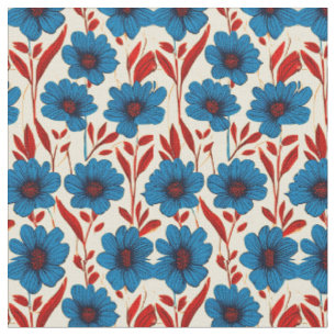 Elegantes Blumenmuster mit lebendigen blauen Blüte Stoff