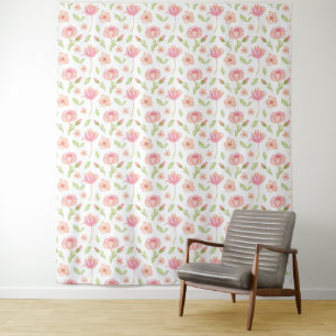 Elegantes Blumenmuster mit rosa Pfingstrosen und L Wandteppich
