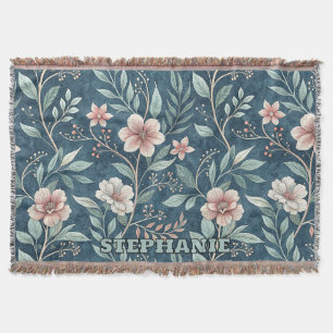 Elegantes Blumenmuster mit rosa und cremefarbenen Decke