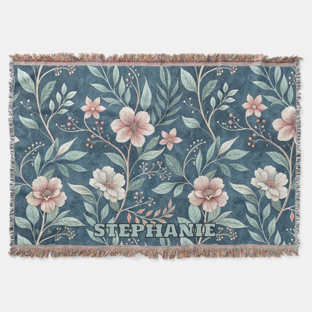 Elegantes Blumenmuster mit rosa und cremefarbenen  Decke (Vorderseite)