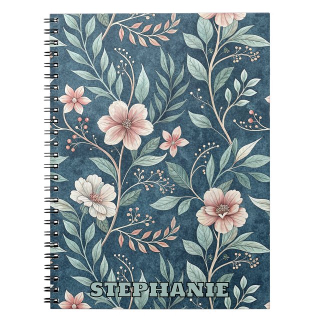 Elegantes Blumenmuster mit rosa und cremefarbenen  Notizblock (Vorderseite)
