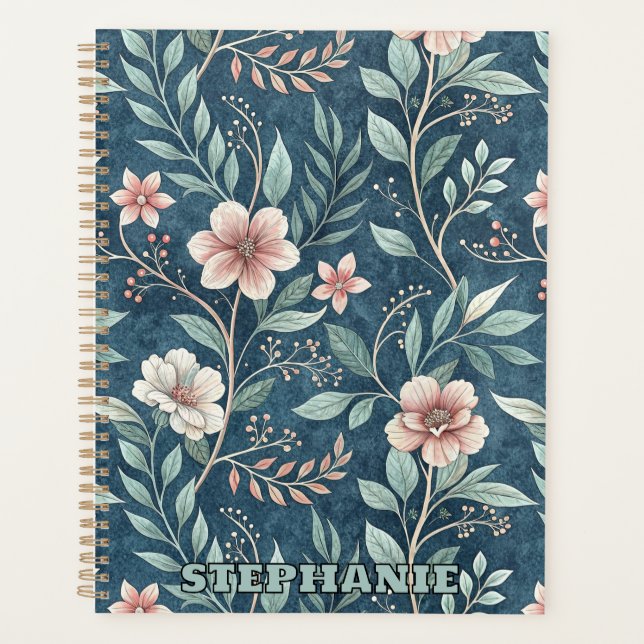 Elegantes Blumenmuster mit rosa und cremefarbenen  Planer (Vorderseite)