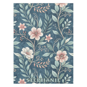 Elegantes Blumenmuster mit rosa und cremefarbenen  Tischdecke
