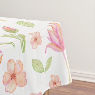Elegantes Blumenmuster mit roten und blauen Blätte Tischdecke