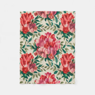 Elegantes Blumenmuster mit roten und rosa Blume Fleecedecke
