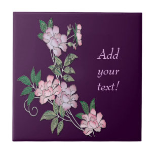 Elegantes Blumenmuster mit Text Fliese