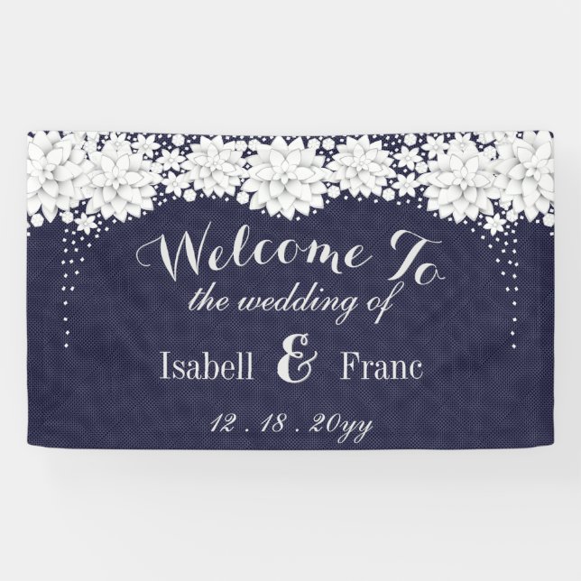 Elegantes Blumenmuster-Party Hochzeit Banner (Horizontal)