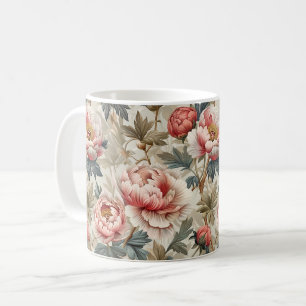 Elegantes Blumenmuster. Pellrosa-Erdnüsse Kaffeetasse