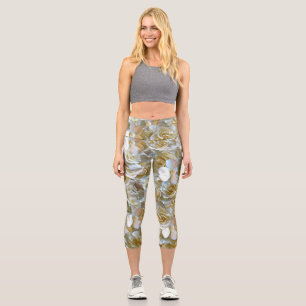 Elegantes Blumenmuster-Rose Petal-Muster Capri Leggings