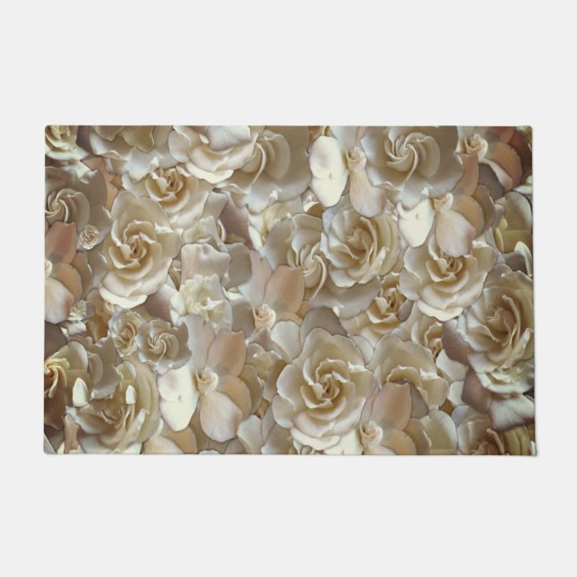 Elegantes Blumenmuster-Rose Petal-Muster Fußmatte (Vorderseite)