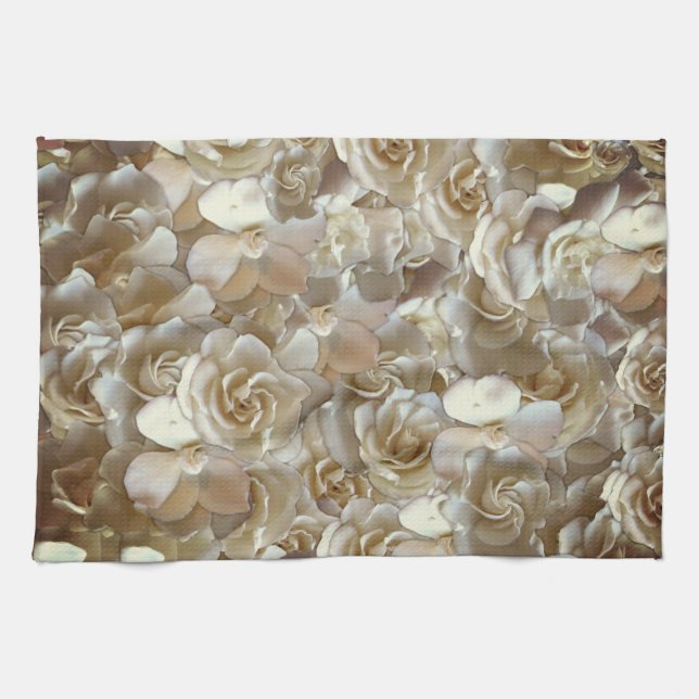 Elegantes Blumenmuster-Rose Petal-Muster Geschirrtuch (Horizontal)