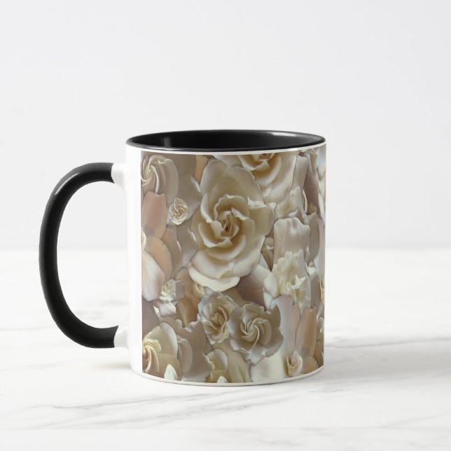 Elegantes Blumenmuster-Rose Petal-Muster Tasse (Links)