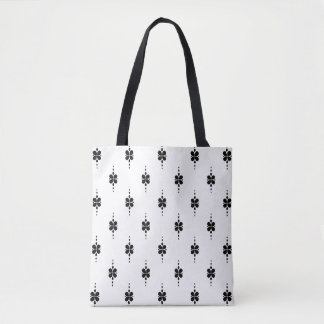 Elegantes Blumenmuster Schwarz-Weiß-Schultertasche