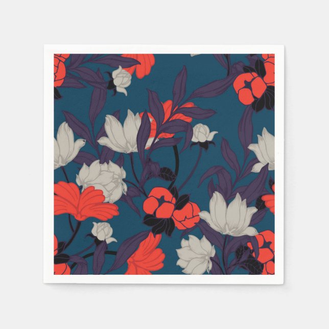 Elegantes Blumenmuster Serviette (Vorderseite)